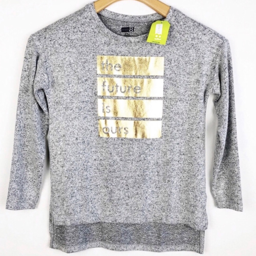 Crazy 8 Shirt Gold Metallic The Future is Ours Gray Shirt Size Medium 7/6